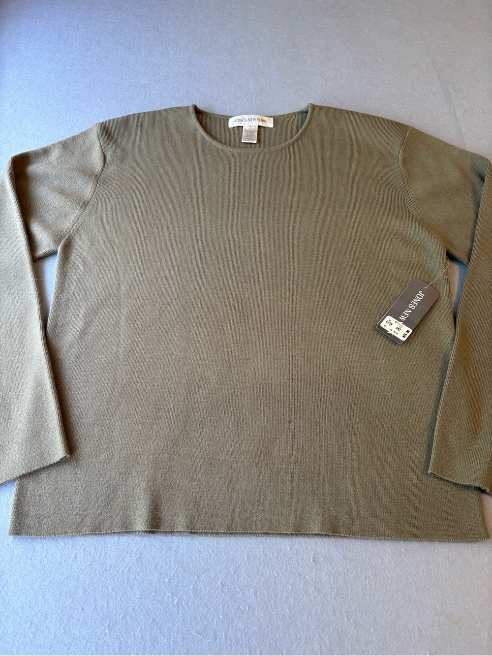 Vintage 90s Y2K Jones New York Olive Green Crewneck Sweater Sz L NWT